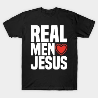 Real Men Love Jesus - Religious Christian Heart T-Shirt